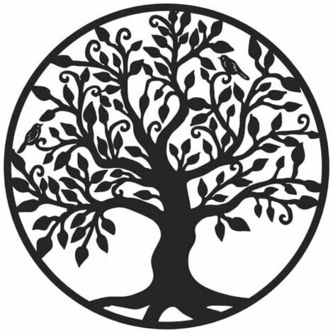 Metal Wall Decor Frame Tree of Life Industrial Black Wall Decor Large Modern Original Painting for Living Room (30cm x 30cm) (1/5)