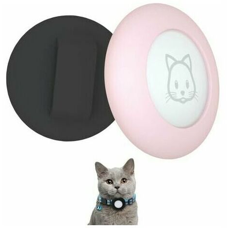 2 Pack Airtag Cat Collar Holder 2022 Compatible with Apple Airtag GPS Tracker Waterproof Case for 3/8" Dog Cat Collar (Black and Pink)