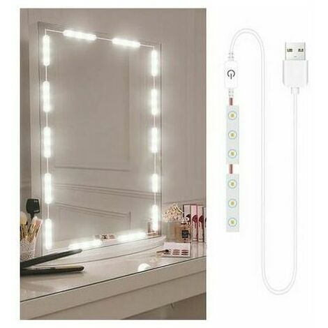LED Makeup Mirror Light Dimmable Touch Control Vanity Mirror Light Bathroom Mirror with USB Cable LED Strip Vanity Mirror 2pcs 6 LEDs - 2pcs 6 LEDs (1/5)
