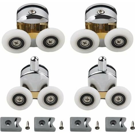 Shower Door Rollers, Plastic Door Wheels, for 4-6mm DIY Glass, 23mm Dia (2 Upper and 2 Lower Rollers) (23mm)