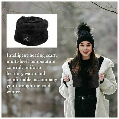 Electric Heating Scarf Winter Warm Neck Battery Operated Washable Neck Heating Pad with 3 Level Temperature Adjustment for Men and Women