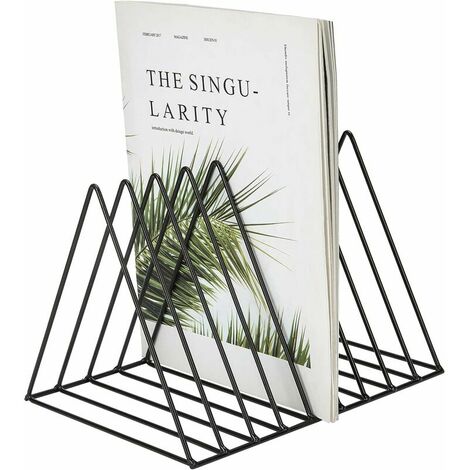 Vinyl Record Storage Rack Metal Newspaper Magazine Book Holder 9 Compartments Decoration Desk Shelf Black (1/5)
