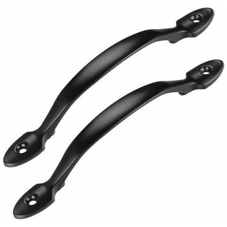 2 Pcs Black Door Handle with Screws, Stainless Steel Interior Door Handle, Cabinet Door Handle, Shed Handle, Garage Door Handle, Wooden Garden Door Handle (1/5)