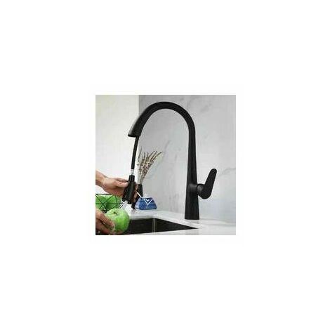 Kitchen Faucet - Single Handle Kitchen Faucet with Pull-out Spray 360° Rotatable, 2 Spray Modes Sink Faucet Black (1/5)