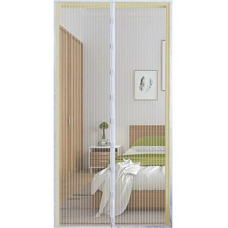 Magnetic Fly Screen for Automatic Curtain Door, Fly Screen with Magnetic Closure, 210cm x 100cm, Complete Installation Kit, Thumbtacks and Adhesive Tape Included (120 x 210cm, White)