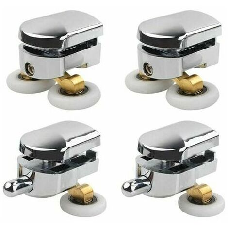 Shower Door Roller, 4 Double Shower Door Rollers Sliding Door Rollers Shower Enclosure Spare Wheel for 14mm Glass Hole (1/5)