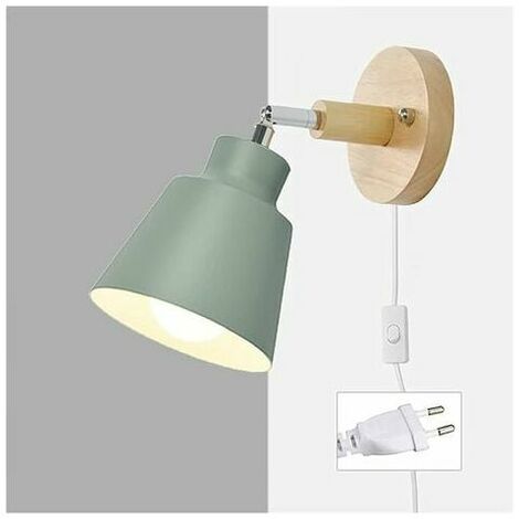 1-Piece Wall Lamp with Wire Plug Free Rotating Bedside Reading Lamp Indoor Wall Light with Switch for Bedroom Living Room Spotlight (Green) (1/5)