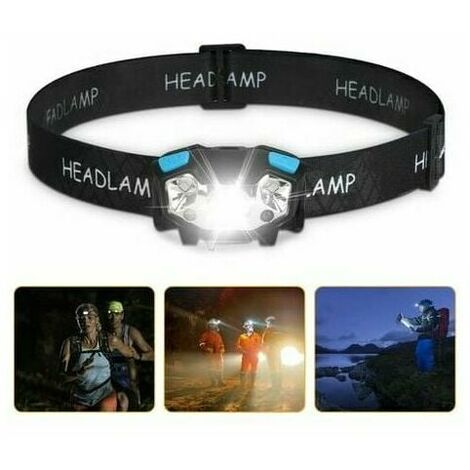 Longziming LED Headtorch 5000 Lumens LED Work Light Motion Sensor Headtorch USB Rechargeable Waterproof Work Light 5 Lighting Modes Headtorches Adjustable Head Strap and (1/5)