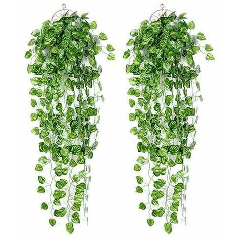 Artificial Plants Artificial Ivy Plants Garland Vine 2 Pcs Fake Ivy Garland Decoration for Celebration Wedding Kitchen Garden Office (Watermelon) (1/5)