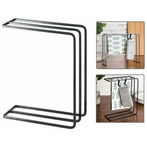 3-Tier Free Standing Kitchen Towel Rack, Kitchen Towel Holder, Towel Holder, Shelves, Towel Bar, Washcloth, Towel Rack, 25 x 10 x 30 cm, Black