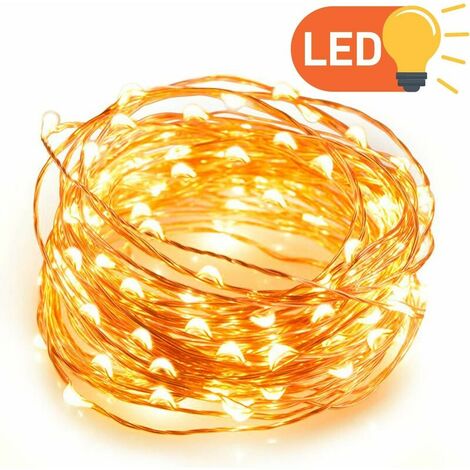 Dimmable "Silver Wire" Warm White LED Fairy Lights 10m 100LEDs IPX6 Waterproof Star Fairy Lights Powered Outdoor (1/5)