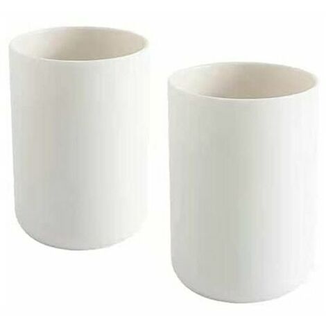 2 Pcs Tooth Cups Bathroom Toothbrush Holder Cups Plastic Cups 300ml (White and White) (1/5)
