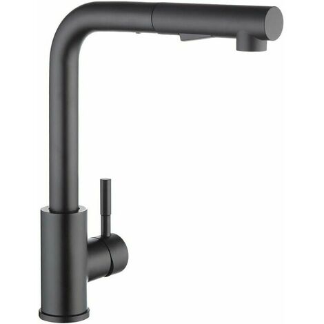 Kitchen Faucet with Black Spray, Kitchen Mixer Tap with Pull Out Spray, 304 Brushed Stainless Steel Kitchen Faucet, 360 Rotatable Sink Mixer Tap, 2 Spray Sink Faucet（Matte Black）