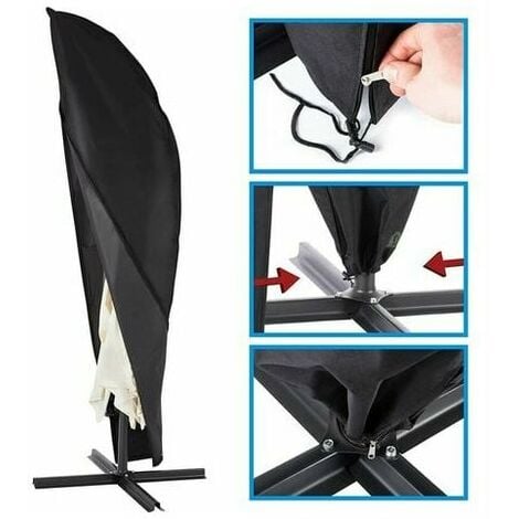 Protective cover suitable for cantilever parasols with a diameter of 2m, 3m, 3.5m, parasol cover, UV protection, full zip and drawstring, made of 420D Oxford, res