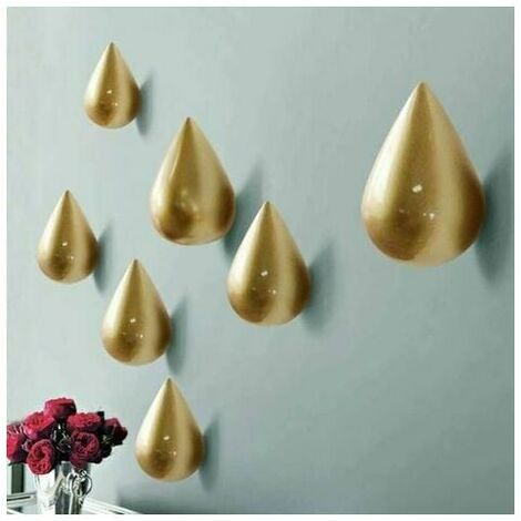 Set of 7 Creative Teardrop Coat Hooks Wall Decor Modern Decor Gold (1/5)