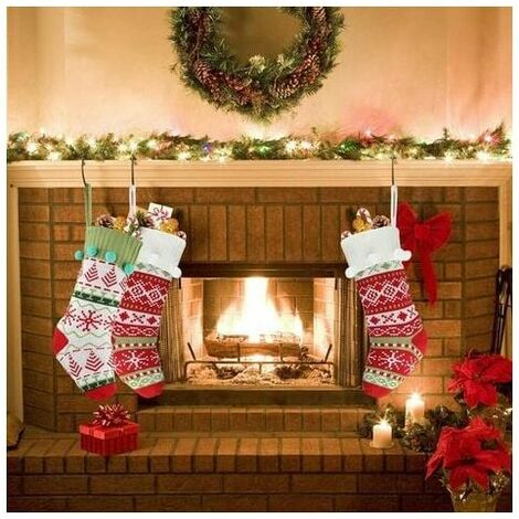 Christmas Stocking Set 3 Pieces Christmas Stocking Christmas Boots Christmas Fireplace Ornaments (Santa Claus, Snowman, Snowman and Moose) (B)