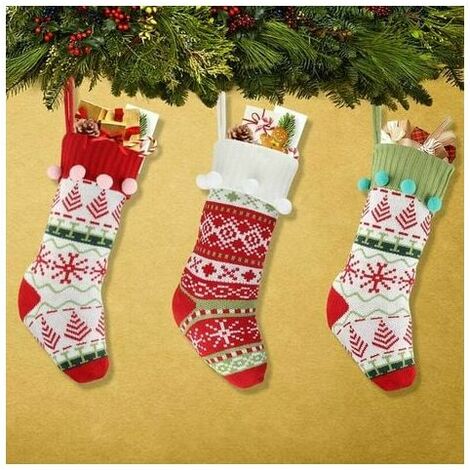 Christmas Stocking Set 3 Pieces Christmas Stocking Christmas Boots Christmas Fireplace Ornaments (Santa Claus, Snowman, Snowman and Moose) (B)
