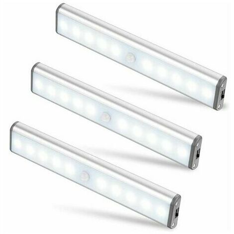 Three 10 LED Cabinet Lights Wireless USB Rechargeable Magnetic Motion Sensor 2 Light Modes Portable. Cabinet lights, emergency lights, night lights for (1/5)