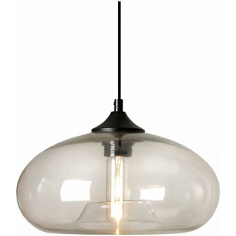 Industrial Vintage Colorful Glass Pendant Light Retro Loft Bar E27 Ceiling Hanging Lamp Kitchen Dining Room Bedroom Chandelier 28cm (Clear) [Energy Class B]