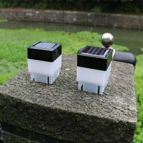 2 x 2 (5cm x 5cm) LED Solar Fence Post Cap for Wrought Iron and Aluminum or Garden, White Light Solar Fence Lights - 4 Pack