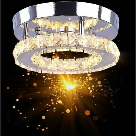 LED Ceiling Light, 16W Crystal Chandelier, Modern Ceiling Lighting for Bedroom, Living Room, Kitchen, Hallway, 3 Colors Adjustable