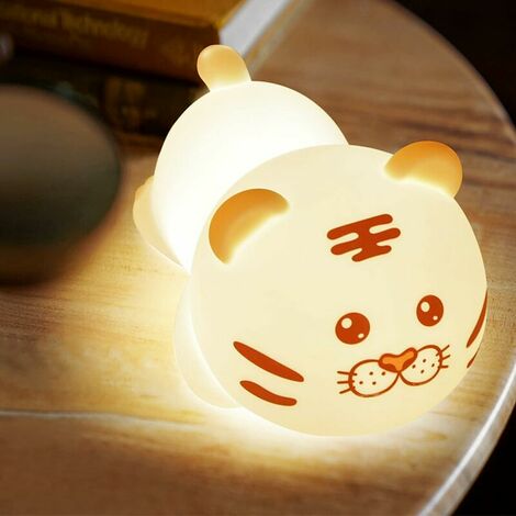 Christmas Gift Tiger Lamp, Silicone Color Changing Tiger Desk Night Light, Nursery Rechargeable Table Lamp with Timer and Remote Control (1/5)