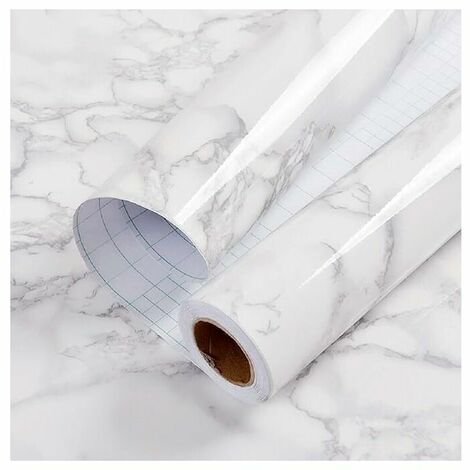 60cm x 100cm Glossy Marble Paper Granite Grey/White Roll Kitchen Countertop Cabinets Furniture Refurbished Thick PVC Wallpaper (60cm x 100cm) Easy Removal Upgrades (1/5)