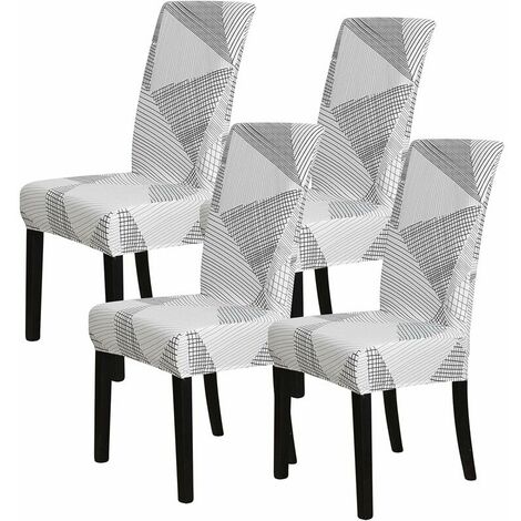 Set of 4 Patterned Stretch Dining Chair Covers, Washable and Removable Printed Stretch Dining Chair Covers for Kitchen, Hotel, Restaurant, Ceremony, Universal Size (4 Pcs) (1/5)