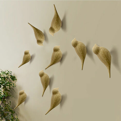 Wooden Coat Hook,Wall Hook Bird Wall Hooks Multifunctional Resin Bird Wall Hook for Hanging Coats,Towels,Wood-3Pcs(Resin),11cm (1/4)