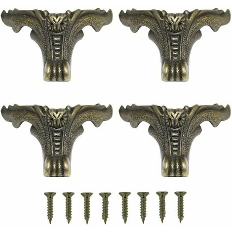 Antique Brass Box Legs, 4 Pieces Zinc Alloy Furniture Legs, Zinc Alloy Furniture Legs, Zinc Alloy Furniture Leg Corner, for Desktop Jewelry Box (Green Bronze)