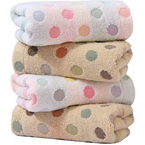 4 Pieces (2 Styles) Colorful Polka Dot Pattern Cotton Hand Towels Soft Absorbent Towel for Bathroom 13.4 x 30 inch