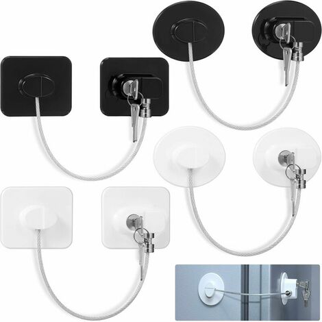 4pcs Refrigerator Locks Fridge Locks with 8 Keys, Freezer Locks Child Safety Locks with Adhesive for Kitchen Utensils, Openable Furniture, Sliding Cupboards (1/5)