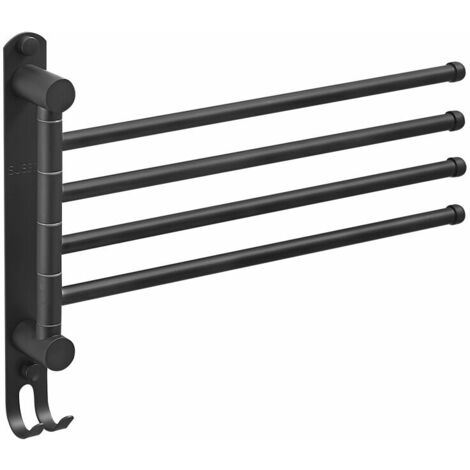 Bathroom Towel Rail with 4 Bars 180°Rotating Towel Rails in SUS304 Stainless Steel Wall Mounted Towel Rails for Bathroom Kitchen Sink - Black (1/5)