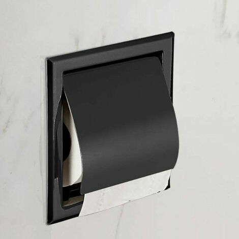 Bathroom Recessed Stainless Steel Toilet Roll Holder Matte Black