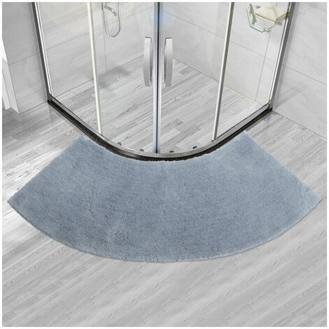 Solid color floor mat bathroom door fan-shaped household semicircle tpr non-slip pedal mat shower-shaped carpet (gray)