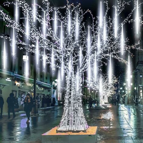 Meteor Shower Lights Christmas Lights LED Meteor Lights Waterproof 30cm 10 Tubes Waterfall Falling Raindrop Lights (1/5)