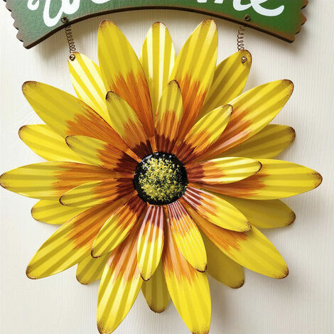 Metal Flower Wall Decor, Large Daisy Metal Flower Wall Art, Garden Decor, Outdoor Wall Decor, Fence Multi-Layer Hanging Flower Sculpture