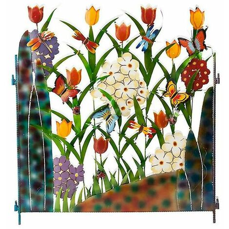 Garden Fence Edge Flower Fence Decoration Rustproof Iron Barrier Flower Metal Landscape Decorative Fence Border for Outdoor Patio Garden Decor (1pcs)