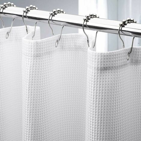 Waffle Shower Curtain, Heavy Duty Fabric Shower Curtains With Waffle Weave Hotel Quality Bathroom Shower Curtains, 72 x 72 Inches