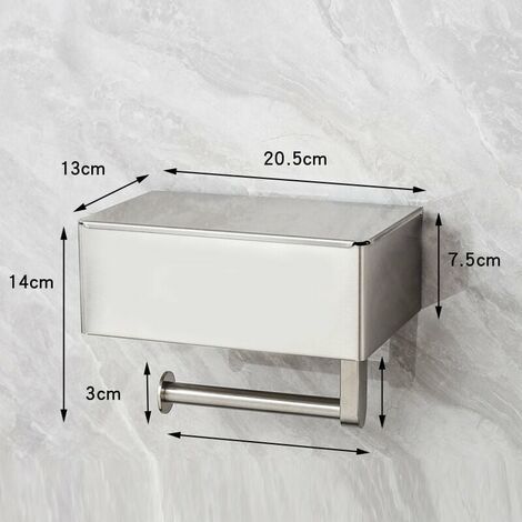 Toilet Paper Holder with Wet Wipes Box Stainless Steel No Drilling with Shelf Wall Mount Toilet Paper Holder for Bathroom Brushed