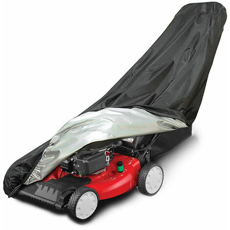 Lawn mower cover, waterproof dust-proof and anti-UV lawn mower cover, with drawstring and storage bag, 193 x 112 x 64 cm, black (1/5)