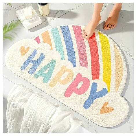 Rainbow Bathroom Mat Semicircle Rug for Front Door Thick Water Absorbent Floor Mat Machine Washable Non-Slip Bath Mat Bathroom Doormat 60x40cm (1/5)