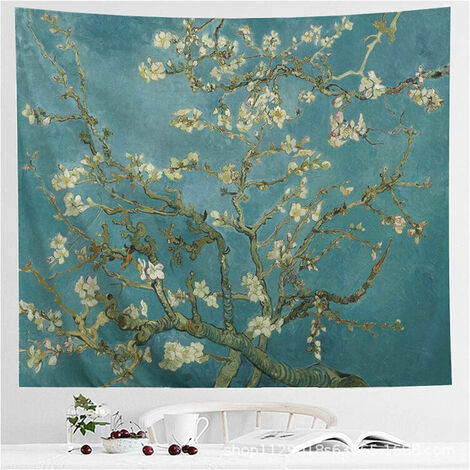 Van Gogh Flower Tapestry Oil Painting Floral Wall Hanging Nature Landscape Wall Art Home Decor for Bedroom Living Room(130cmx150cm)