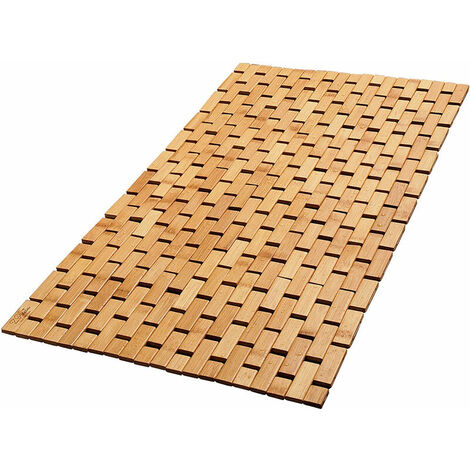 Natural Bamboo Wood Bath Mat - Roll Up Floor Mat - Foldable Bath Mat for Sauna Bathroom and Outdoor, Quick Dry Easy to Clean Natural Color 40x60cm (1/5)