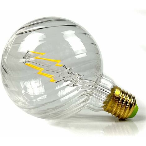 Led Bulbs Vintage Bulb Led Filament Edison Bulb 4W Non Dimmable Specialty Decorative Light Bulbs 220/240V E27 Heat Glow (G95 Swirl clear) (1/5)
