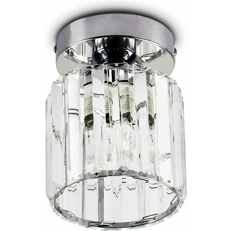 Generic Crystal Ceiling Lighting Mini Modern Chandelier Ceiling Light Suspension Crystal Light Fixture for Kitchen Island Dining Room Hallway, E26,Silver (1/5)