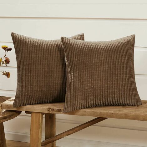 Set of 2 Dark Brown Velvet Cushion Cover 45x45cm for Living Room Decorative Cushion Cover (1/5)