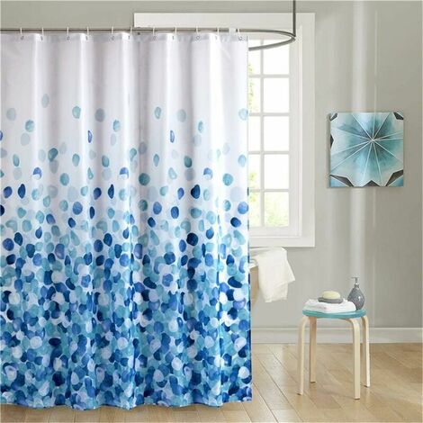 Blue Shower Curtain, Polyester Waterproof Anti Movable Washable Washable Machine Long Bathroom Bathroom Curtain, with 12 Rings of Cuistes Cookcases, Flower Flower W 300x H 200 cm petals (1/5)