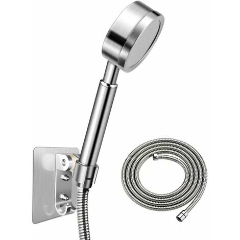 High Pressure Shower Head with 1.5m Hose and Bracket, 304 Stainless Steel Water Saving Shower Head Easy Installation and Cleaning (1/5)