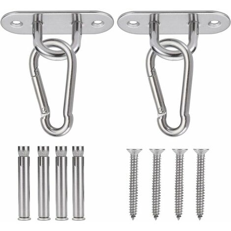 Ceiling Hook, Heavy Duty Ceiling Hook with SUS304 Stainless Steel for Concrete Wood Sets Yoga Hammock Hanging Chair Yoga Punching Bag, Load Capacity Up to 450KG (2 Pieces) (1/5)